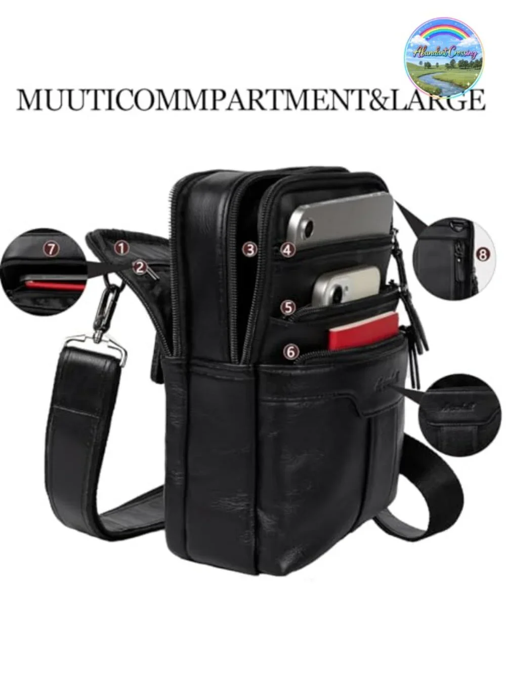 Genuine Leather Messenger Bag Small Sling Crossbody Shoulder Bag